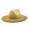 8 cores tie tingido inseado lã falsa felt fedora chapéu 2 ton Diferentes coloridas Brim Jazz Caps para homens 2278 V2