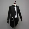 Nouveau Mens Tailcoat Costume Classique Noir Blanc Brillant Revers Queue Manteau Smoking De Mariage Marié Scène Chanteur Costumes Quatre Pièces Costume X0909