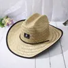 Der bedruckte Rand Frauen Männer Rettungsschwimmer Hut Stroh Cowboy Sommer Strand Hut Wide Panama Womens Sun 210608