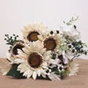 12 Têtes Simulation Bouquet Tournesol Soie Fleur Maison Salon Décoration Photographie Props Faux Fleurs Jardin Ornements