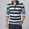 TFETTERS Autumn Men's T-shirt Stripe Pattern Letters Print Long Sleeved Turn-down Collar Shirt Big Size M - 5XL 210629