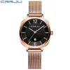Women Watches CRRJU Top Brand Luxury Fashion Date Ladies Wristwatches Stainless Steel Rose Mesh Strap Female Quartz Watch 210517