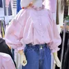 Doce comestível árvore fungo carrinho colarinho mulheres button shirt bluses coreano moda rosa senhoras tops blusas mujer 210514