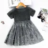 Keelorn 2022 New Summer Fashion Clothes Kids Dresses for Girls Mesh Patchwork Stars Cute Costumes Bow Sweet Princess Vestidos G1215