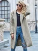 Blends f￩minins pour femmes en laine 2022 automne et hiver d￩contract￩ ￠ la mode de la mode massif de couleur solide temp￩rament cardigan manteau d'agneau