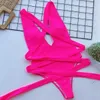 Sexy V Neck Swimwear Swimsuit High Waist Strap Bikinis Bandage Women Monokini Backless Barher Beachwea 210621