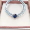 Creazione di gioielli da donna in argento sterling 925 Pandora charms catena perline bracciali Kit braccialetto adatto per collana natalizia blu abbagliante fiocco di neve per regalo di coppia 796358NTB
