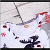 Vêtements pour filles Bébé Enfants Maternité Drop Delivery 2021 Robes de Noël Santa Tree Deer Elk Snowflake Ruffle Frills Kneelength Pagoda Sleeve