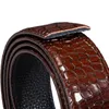 أحزمة 3.5 سم من جلد Cowskin الأصلي لحزام التمساح التلقائي التلقائي بدون اللون الأخضر الأزرق الأحمر