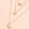 Pendant Necklaces Fashion Multi Layer Stars Moon Pendants For Women Gold Metal Heart Statement Necklace Jewelry Gift
