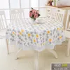 Pastoral Round Table Cloth Plastic Waterproof Oilproof Cover Floral Printed Lace Edge Anti Coffee Tea cloth 210724