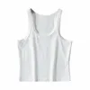 Col rond sans manches coton Vintage rue femmes gilet sport T-Shirt court nombril Chic femme hauts 210507