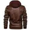 Hösthöst Vinter Motorcykel Läderjacka Windbreaker Hooded Pu Jackor Male Outwear Varma Baseball Jackor Plus Storlek 3xl 211111