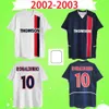 باريس سان جيرزي # 10 رونالدينيو تشولابا 2002 2003 قمصان كرة القدم الرجعية 02 03 كلاسيك باريس إحياء ذكرى قميص كرة القدم خمر 02 03 Maillot French Ligue1