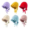 Solide Crochet Tricoté Arc Bébé Chapeau D'hiver Turban Infant Toddler Nouveau-Né Bébé Cap Beanie Headwraps pour Bébé Filles 0-4Yrs