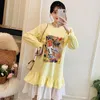 Maternity Dresses 1612# Clothes Spring Autumn Cotton Long Sleeves Printed Dress Loose Stylish For Pregnant Women Mom