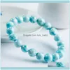 Beaded Bracelets Jewelrybeaded Strands 10Mm Genuine Blue Natural Larimar Gem Stone Crystal Stretch Round Bead Bracelet 1 Drop Delivery 202