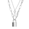 Pendant Necklaces Lover Silver Key Necklace Titanium Steel Chain Couple Lock Fashion Jewelry Dropship1198078