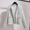 チェック柄ウール2ピースセット女性衣装Tweed Jacket Coat +ミニスカートスーツ秋冬韓国のエレガントなヴィンテージ2 210514