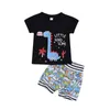 Zomer Kinderen Sets Casual Korte Mouw Print Cartoon T-shirt Dinosaur Shorts 2 stks Jongens Kleding 1-5T 210629