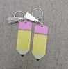 Party Gunst DHL UPS Teachers Day Keychain Fashion Acryl Pencil Dangle Charms Key Ring Personaliseer met kleine Tassel Keyring Festival Party Gift Stock GC0901