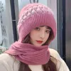 moda donna inverno caldo pelliccia di coniglio cappelli insieme con sciarpa protezione dell'orecchio femminile maglia berretti berretti cappello 211119