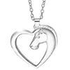 Chains White Horse In Heart Pendant Necklace 50CM Box Chain Necklaces Cute Animal For Women Gift