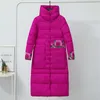 Women Down Down Parkas 2022 Winter Women Women X Long Coat Mulher Bordado com capuz com capuz de peito de peito grosso de casacos de estilo chinês Lu