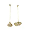 Koreansk mode Shell Pearl Charm med lång kedja Tassel för kvinnor Lady Wedding Engagement Earring Smycken