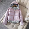 Ouro prata dupla face down casaco inverno jaqueta mulheres com capuz branco pato parkas fêmea solta neve morna outerwear 210430