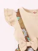 Robe body 2 en 1 pour bébé, imprimé floral, nœud sur le devant, bordure à volants, Combo, elle