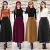 Kış kadın Yün Maxi Etekler Kemer Moda Vintage Yün Etek Kadın Streetwear Casual Saia Longa Şarap Kırmızı 610D 210420