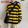 RUIHUO Felpa a righe Hip Hop Uomo Streetwear giapponese Fashion s per abbigliamento 5XL Primavera 210813