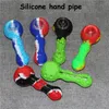 Bees Silicone Smoking Pipe Travel Tobacco Pipes Spoon Cigarette Tubes Glass Bong Dry Herb Accessories HandPipe dabber tool
