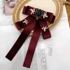 Pins, Brooches Latest Vintage Fabric Bow Brooch Rhinestone Cloth Art Neck Ties Ladies Shirt Collar Pin Jewelry For Women Accessories Gift