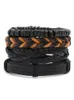Handmade Braided Rope Leather Multilayer Wooden Beads Charm Bracelets Set Adjustable Mens Punk Bangle Party Club Jewelry