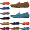 2021 scarpe da corsa da jogging casual Vendita nero rosa blu grigio arancione verde marrone mens slip on pigro piselli in pelle