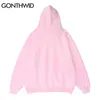 GONTHWID Hip Hop Sweat à capuche Sweat-shirt Streetwear Animal Dog Imprimer Polaire À Capuche Hommes Harajuku Hiver Coton Pull Rose 211229