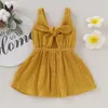 Algodão orgânico meninas bebê vestido verão 2019 nova chegada crianças crianças gravata borboleta vestidos sem mangas para meninas dupla gaze roupas q0716