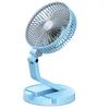 7 Inch Portable Folding Desk Fan Adjustable with 2600 mah USB Rechargeable Battery Built-in Lamp for Office Home Picnic