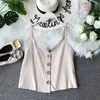 Vrouwen mouwloze bodem shirt retro chique chiffon vest lady single breasted korte crop tops buiten dragen camis f056 210527