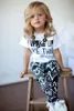 Hot Baby Girls Stripe Me desperté como esta camisa para niños pequeños y trajes de pantalones Conjunto de ropa para niños Traje de ropa 2pcs Set