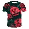 Men's T-Shirts Summer O-Neck Short Sleeve Tops Rose Flower Print T-shirt Men Oversized Tee Shirts Breathable Quick Drying Fashion Clothes