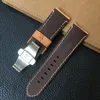 Bands de montre qualité 24 mm brun clair vintage Italie Bandier de montre en cuir authentique pour pam111 pam441 pam bracelet papillon de boucle BET2347803
