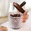 Acacia couvercle en bois bouteille en verre ménage réservoir de stockage de café thé peut pots de cuisine pour épices noix diamant stockage boîte en verre 210330