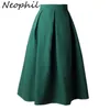 Neophil Summer Ladies Nero Pieghettato Ball Gown Skater Midi Gonne Solid Plus Size XXXL Abbigliamento da ufficio Tutu Saias S8322 210621