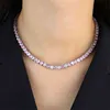 Iced Out Bling 5A Zircon 5mm Tennis Chain Necklace Women Man Hip Hop Fashio Jewelry Gold Silver Color Pink CZ Choker Necklaces