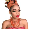 Örhängen Halsband Fashion 2022 Brud Smycken Ange Armband Orange Afrikanska Nigerianska Coral Pärlor för Kvinnor Bröllop