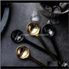 ラグジュアリーステンレススプーンコーヒーアイスフルーツデザートスプーンローズゴールドブラックティースプーンテーブルウェア家の装飾1pc 5pr7a 5S9np