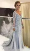 Gelin Elbiseler Annesi Uzun Kollu V Boyun Örgün Damat Godmother Akşam Düğün Parti Misafirleri Kıyafeti Artı Boyutu Elbise